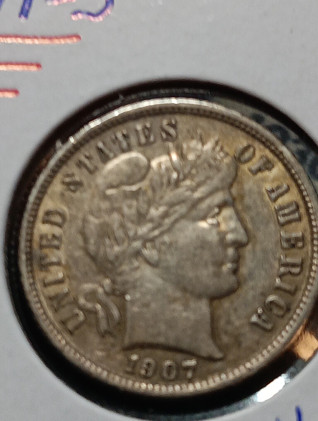 👉1907-S Barber Silver Dime 10C AU+ STUNNING