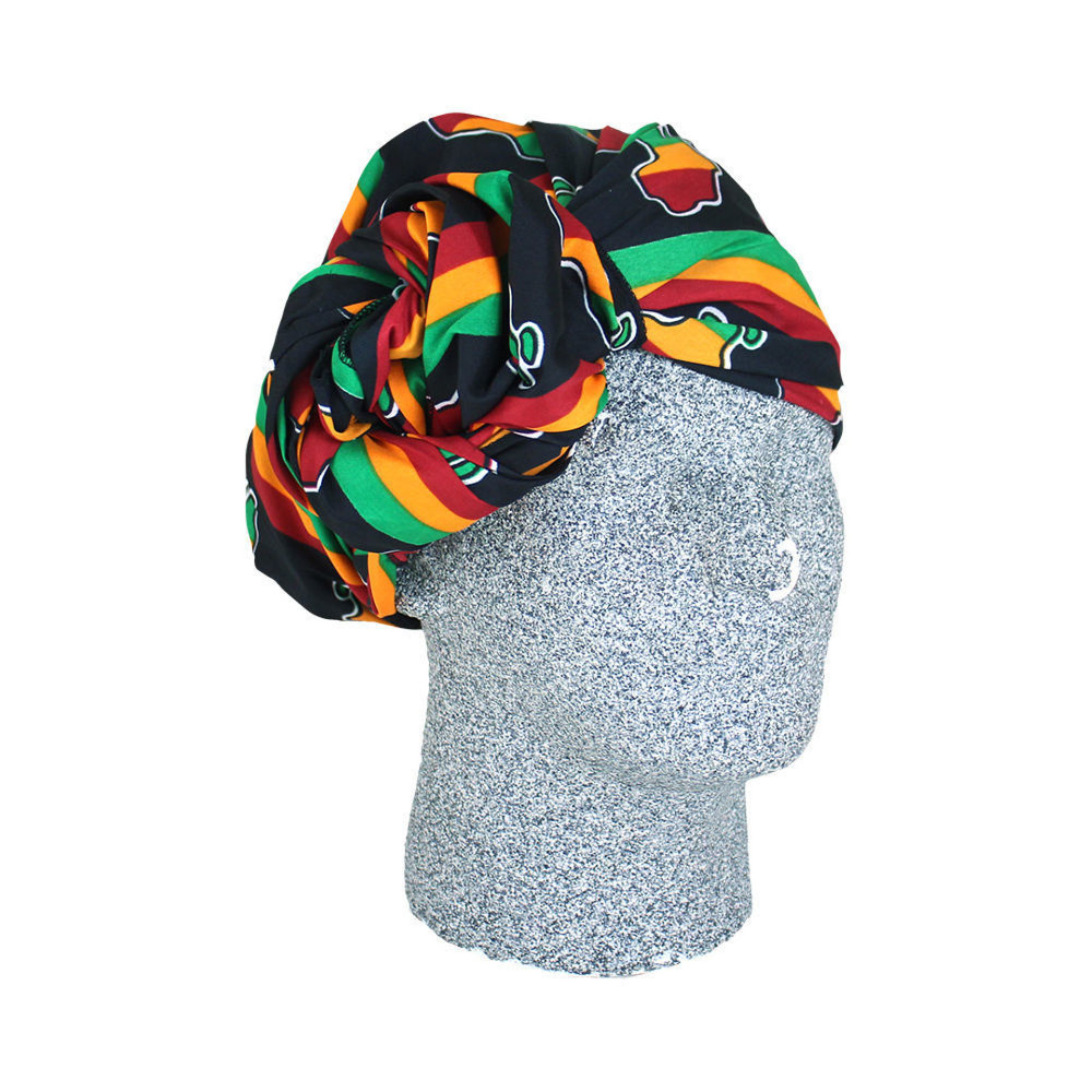 African Print Map Multi color head Scarf Wrap. Cotton/Polyester Made n India.