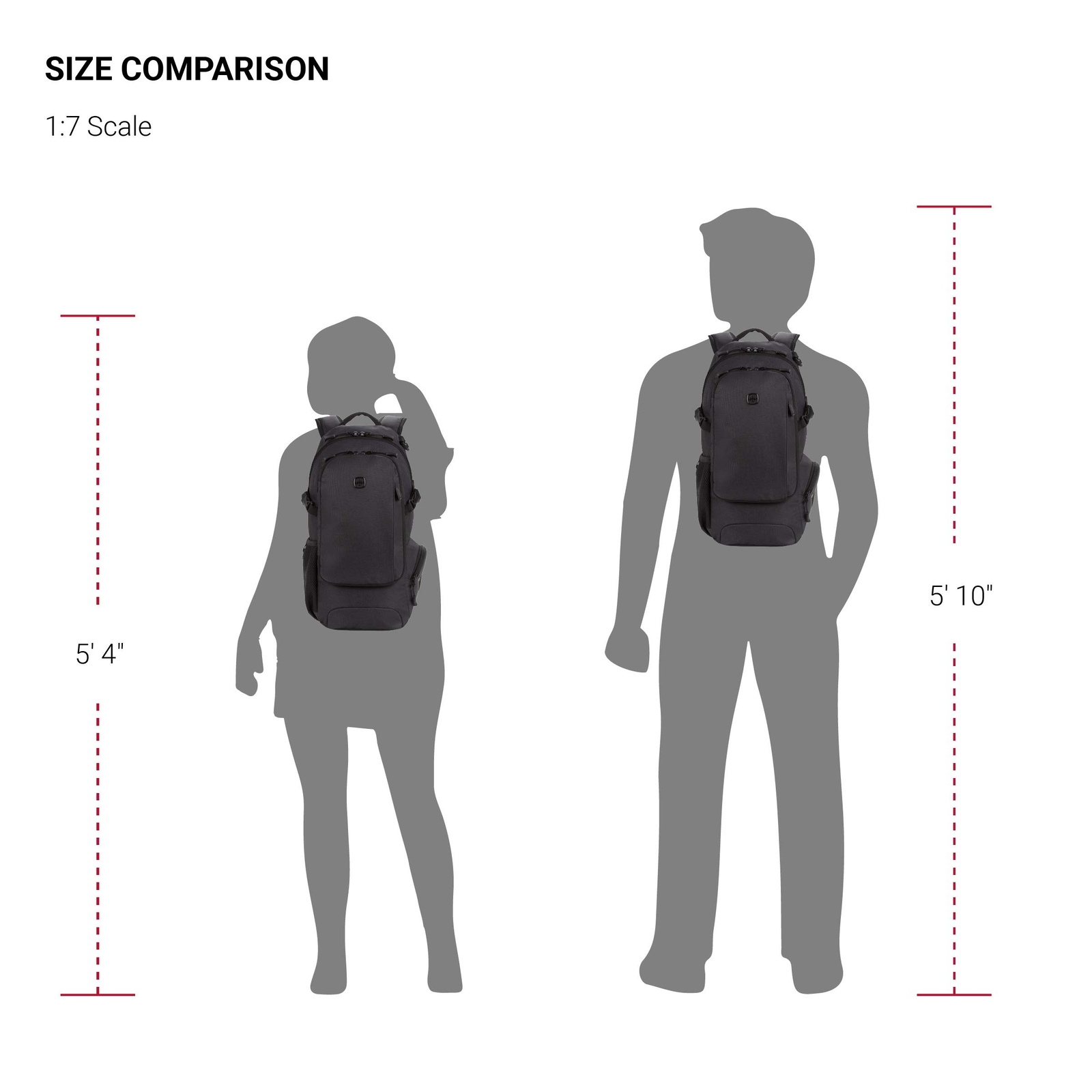 SwissGear 3598 Backpack Narrow Daypack, Dark Grey, 18-Inch