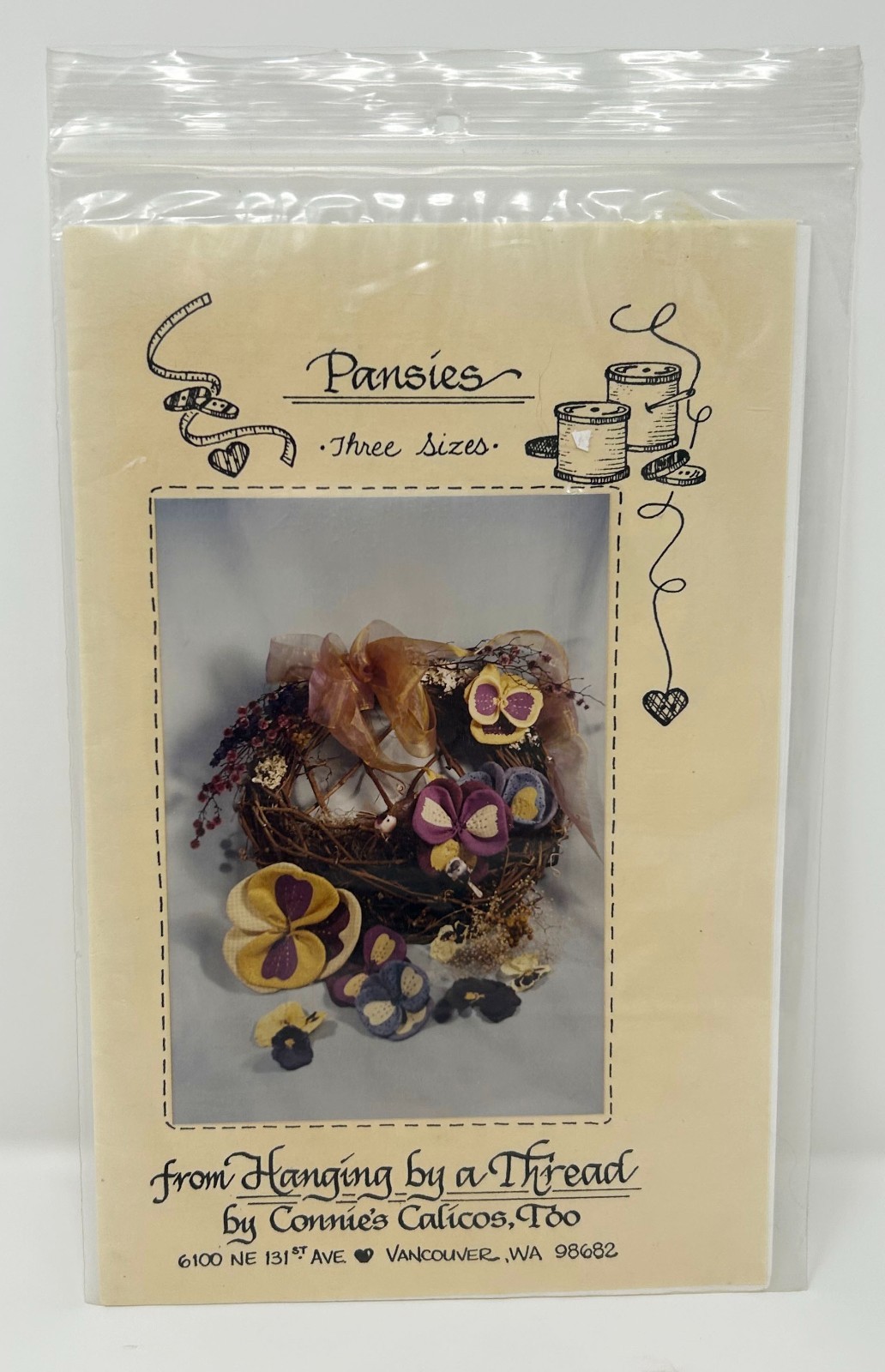 Hanging By a Thread Connie's Calicos, Too 3 size Pansies No 701 1993 Uncut