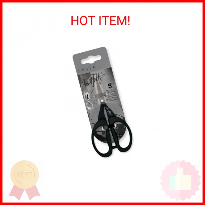 Tim Holtz Small Scissors - 5 Inch Mini Snips with Micro Serrated Blade - Craft T