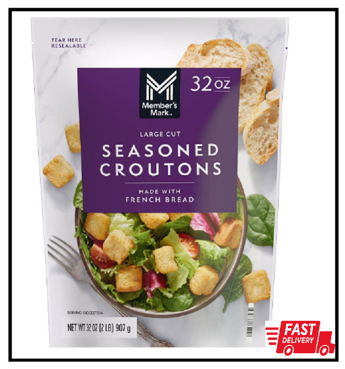 2 PACK - Member's Mark Seasoned Croutons 32 oz. (Total 64 oz) FRESH