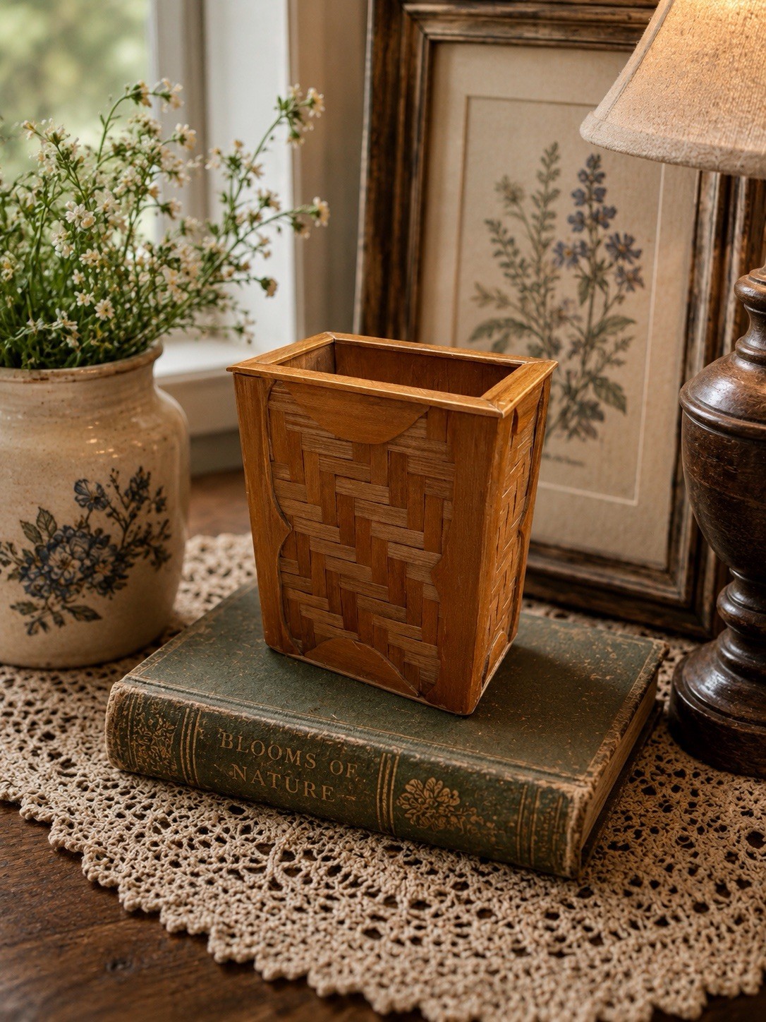 Bamboo Container In Excellent Condition.  4.75” Tall X 2.25” Wide