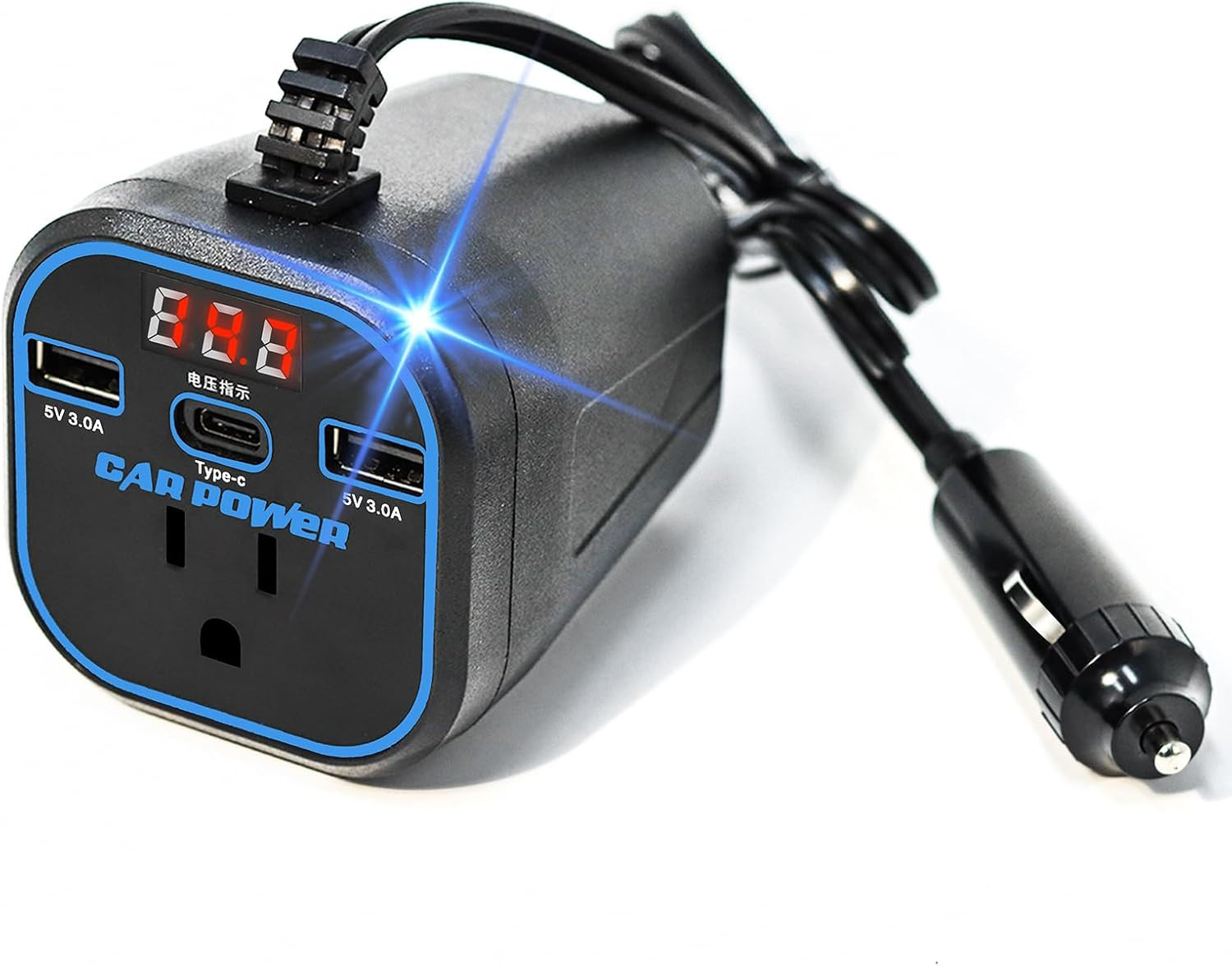 200W Car Power Inverter, Car Inverter 12V to 110V, Car Outlet Adapter with Dual