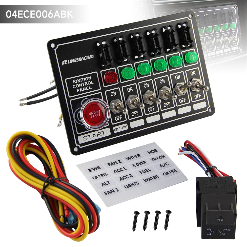 Racing Switch Panel Race Ignition Accessory Engine Start 6 Switch Lights Fused