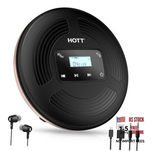 CD903TF Portable CD Player with Bluetooth and FM Transmitter with Touch