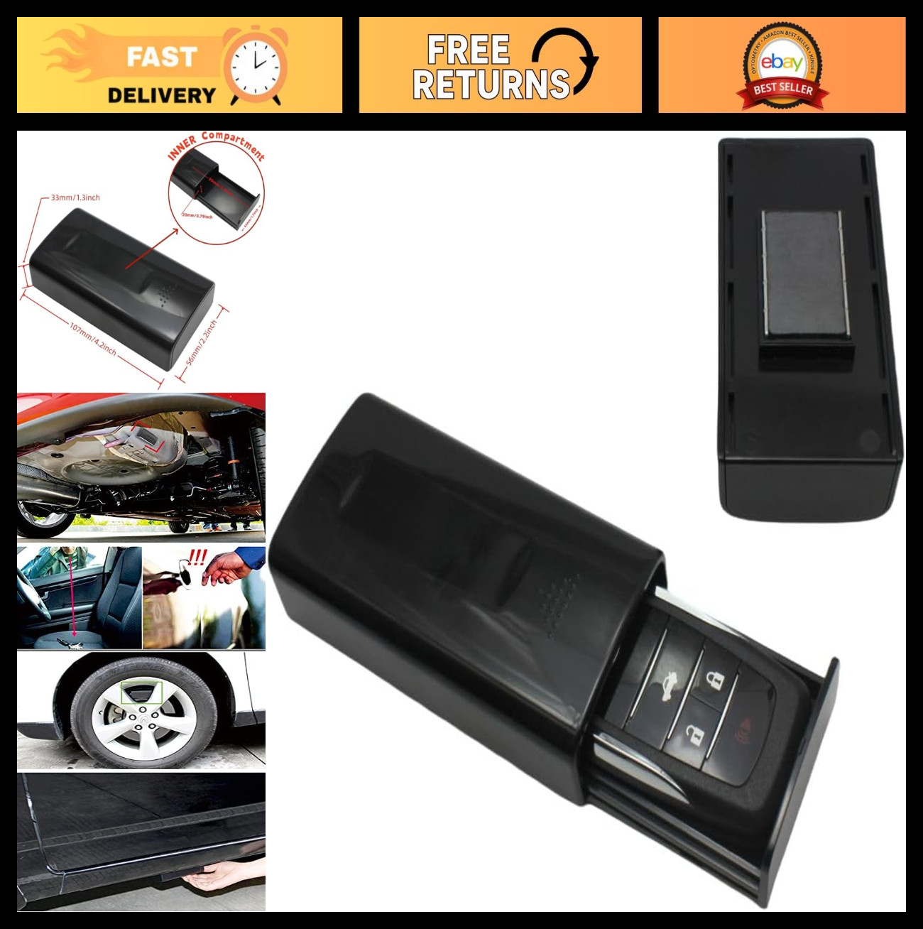 Magnetic Key Box - Outdoor Emergency Key Safe for Home & Car, Key Hider (XXL)