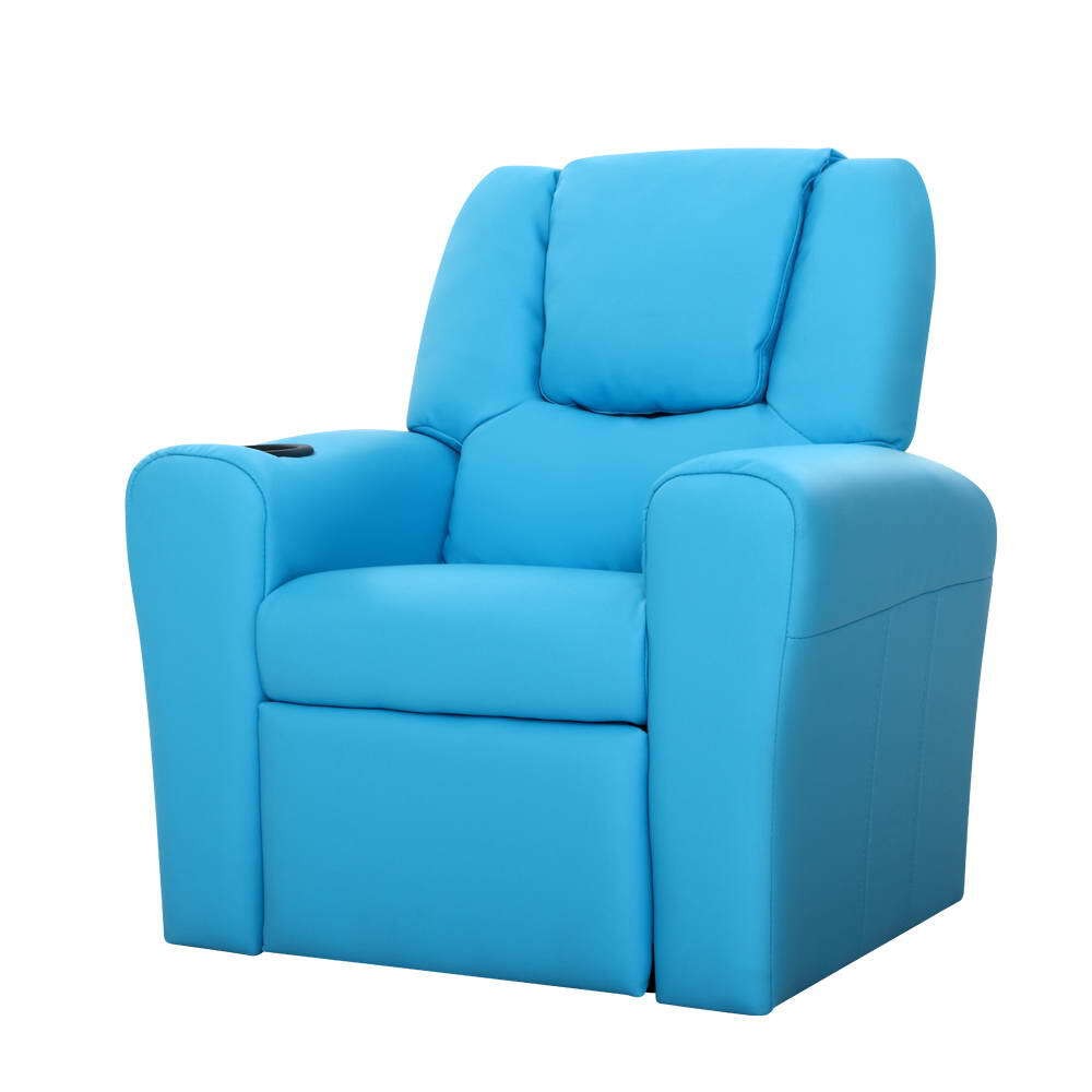 NNEDSZ Kids Recliner Chair Blue PU Leather Sofa Lounge Couch Children Armchair