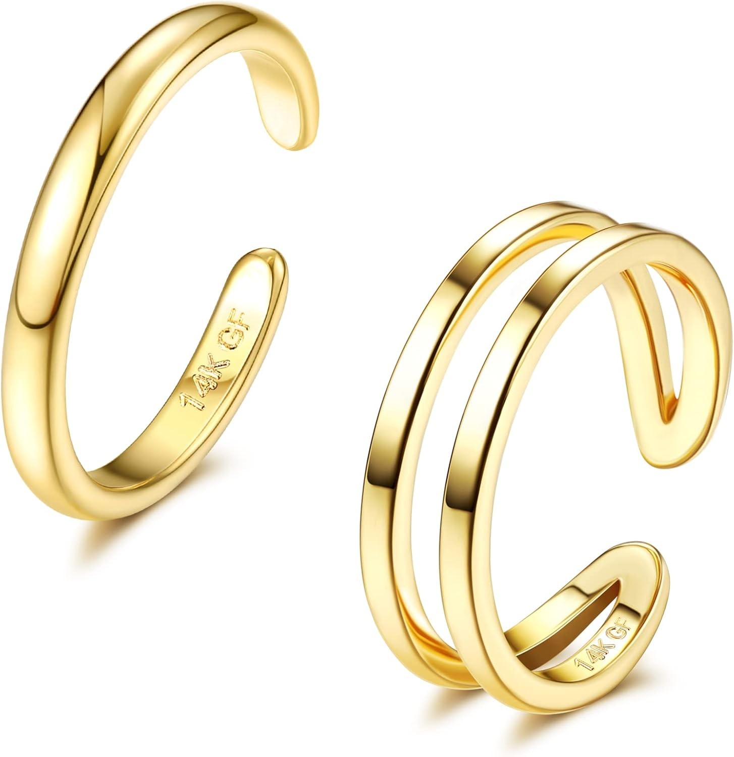 IRONBOX 14K Gold Filled Toe Rings for Women Simple Open Band Ring B