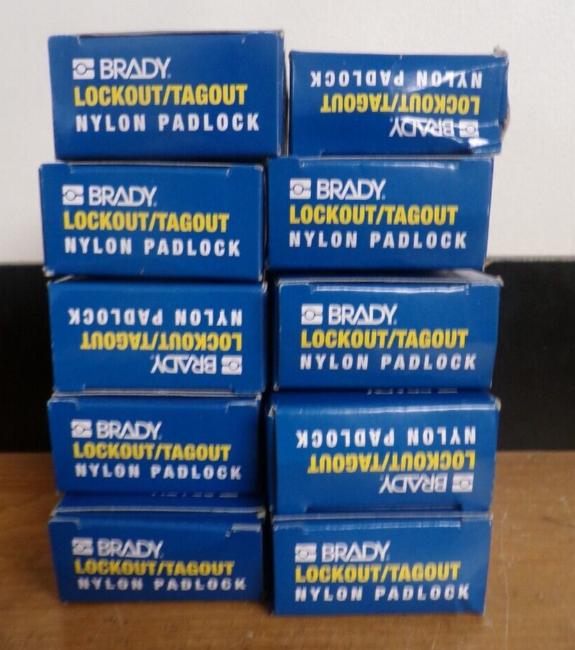 10 PACK NEW Brady 99556 Plastic Lockout/Tagout Padlock Keyed Different BLUE