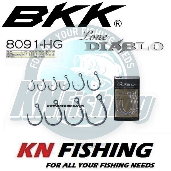 BKK 8091 HG LONE DIABLO Inline Single Lures Hook Saltwater Sizes 01 - 5/0