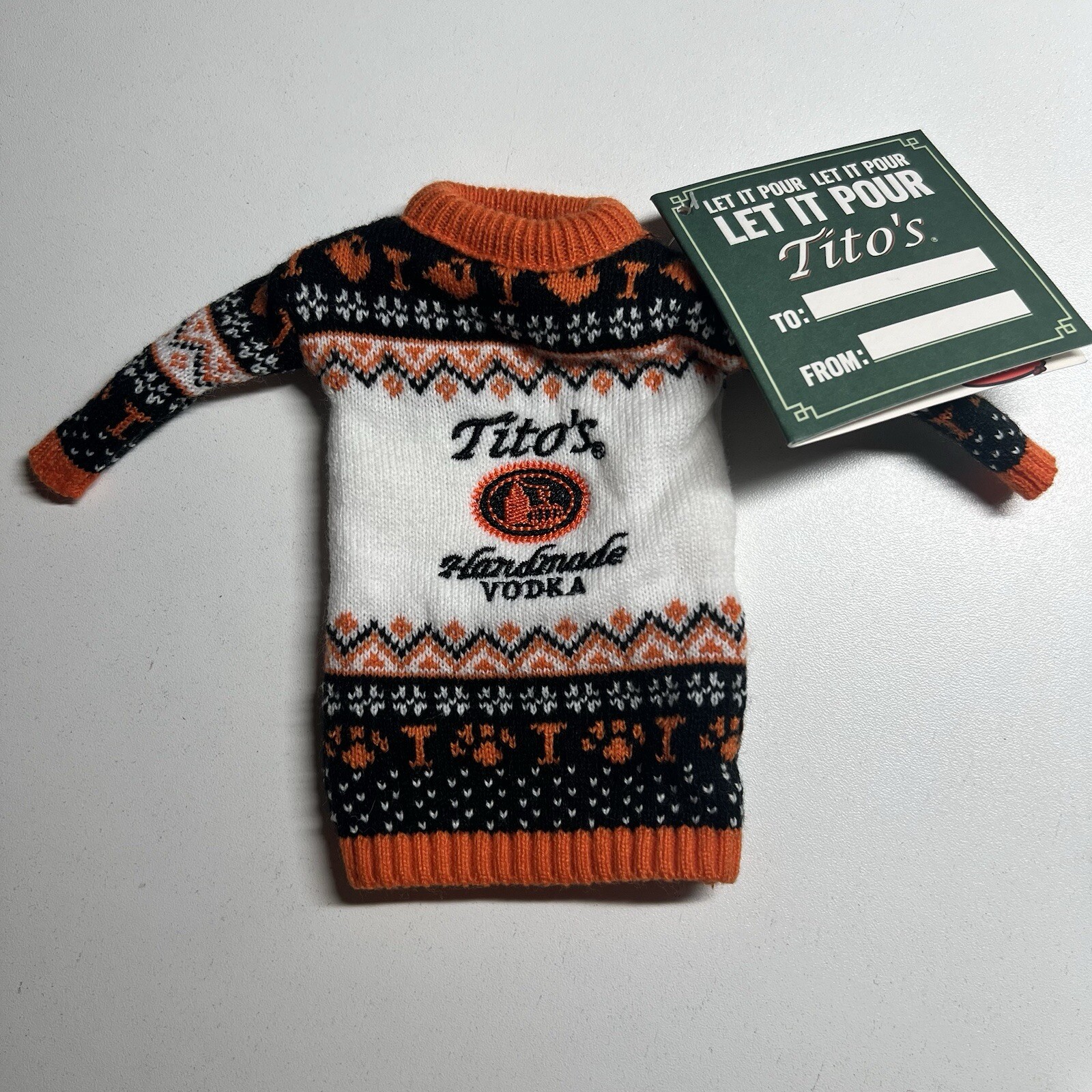 TITO’S HANDMADE VODKA FOR DOG PEOPLE HOLIDAY CHRISTMAS BOTTLE SWEATER New