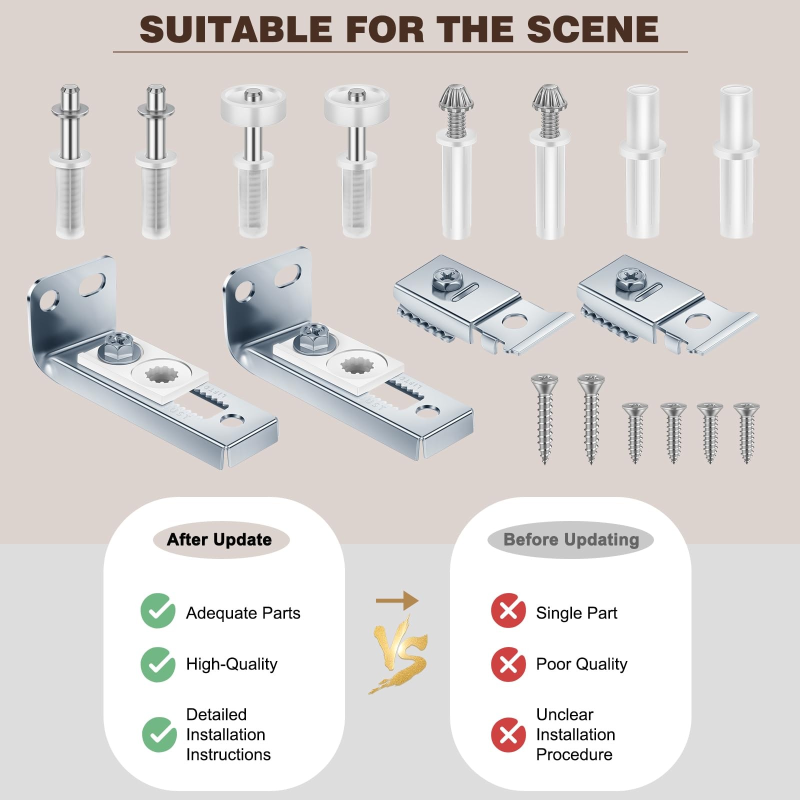 Bifold Closet Door Hardware Kit with Top/Bottom Bracket, Guide Wheel & Pivot...