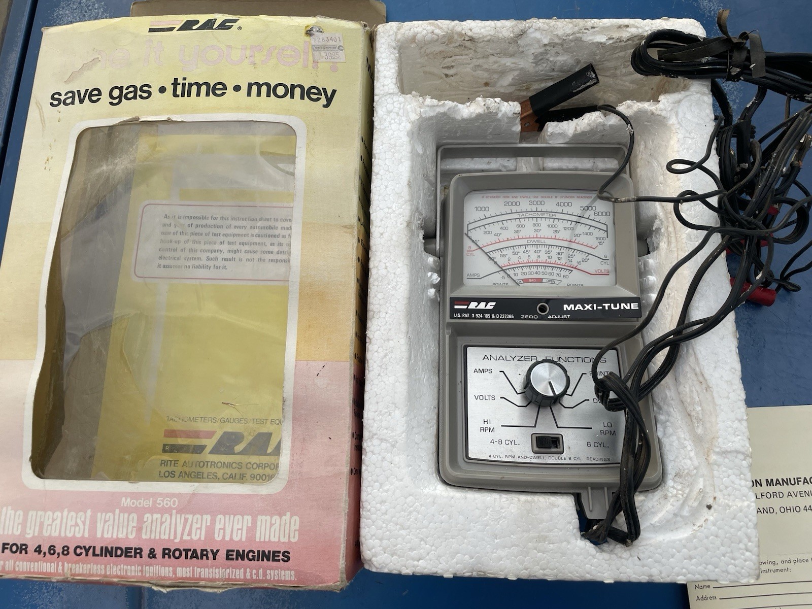 Vintage RAC Maxi-Tune Ignition Analyzer For 4 6 8 Cylinder (untested READ!)