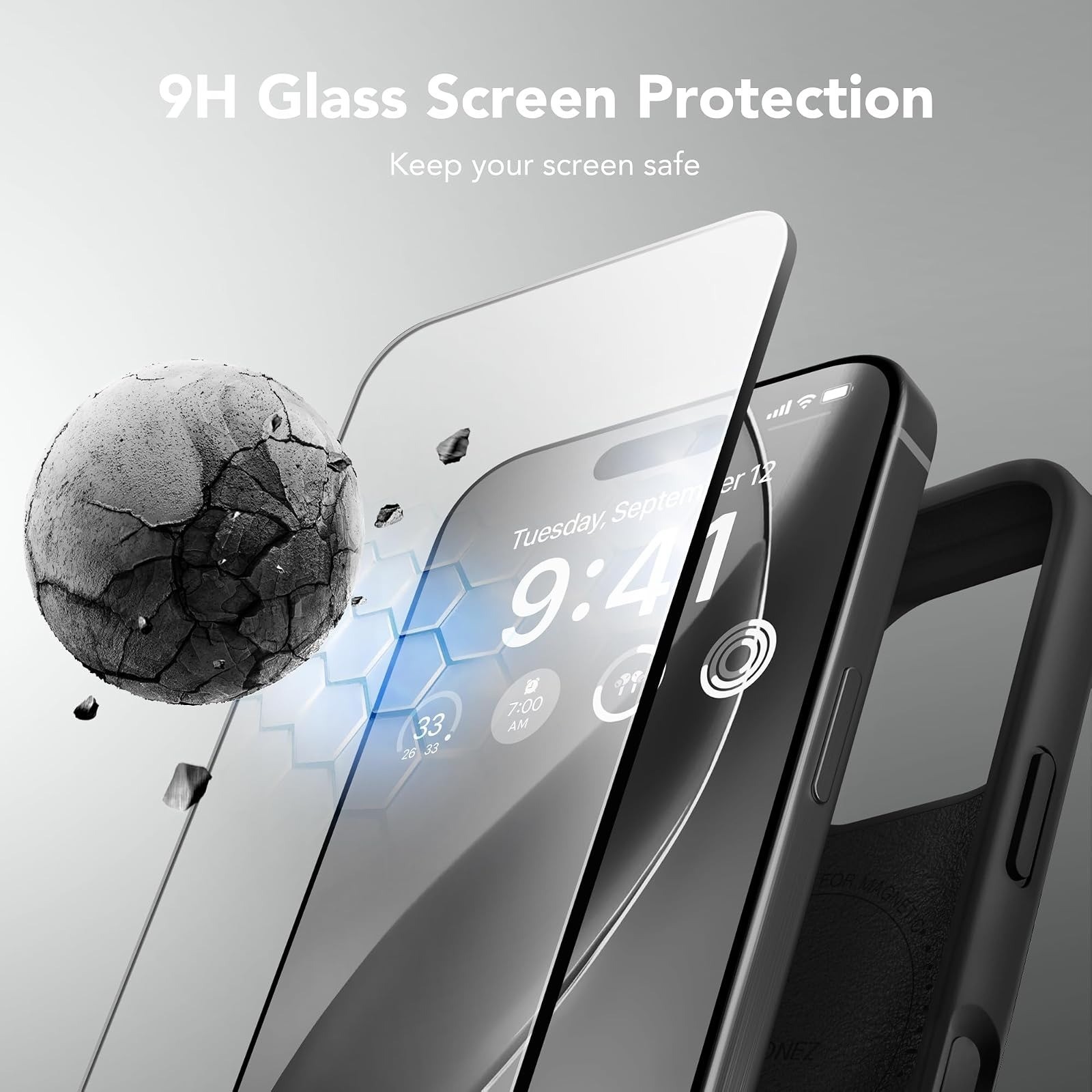 GONEZ iPhone 16 Pro Case with Screen Protector | Shockproof Silicone Cover