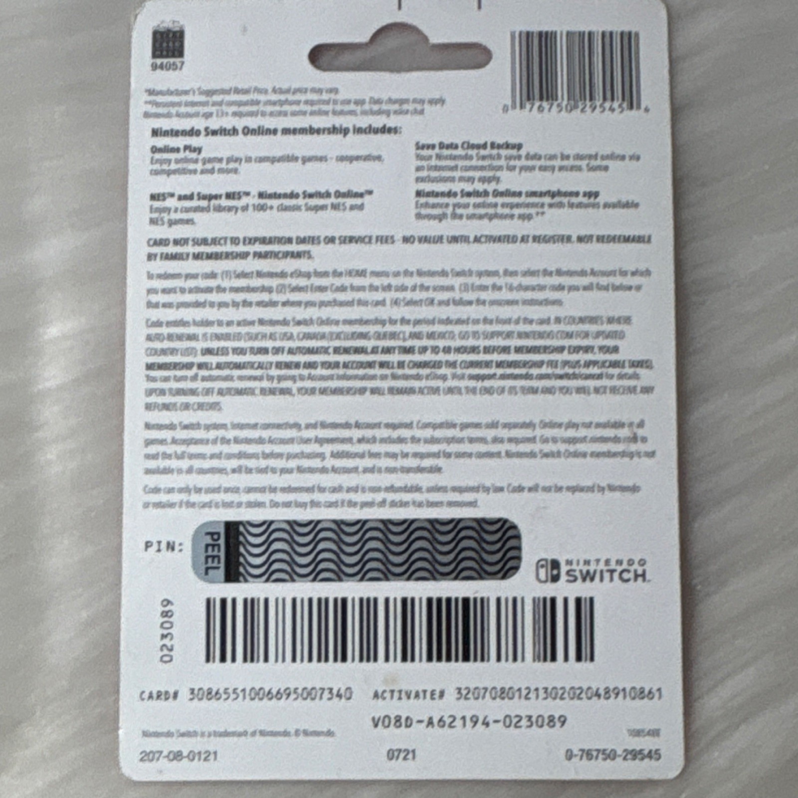 Nintendo Switch Online 12 Month Membership Card Save Data Cloud Backup