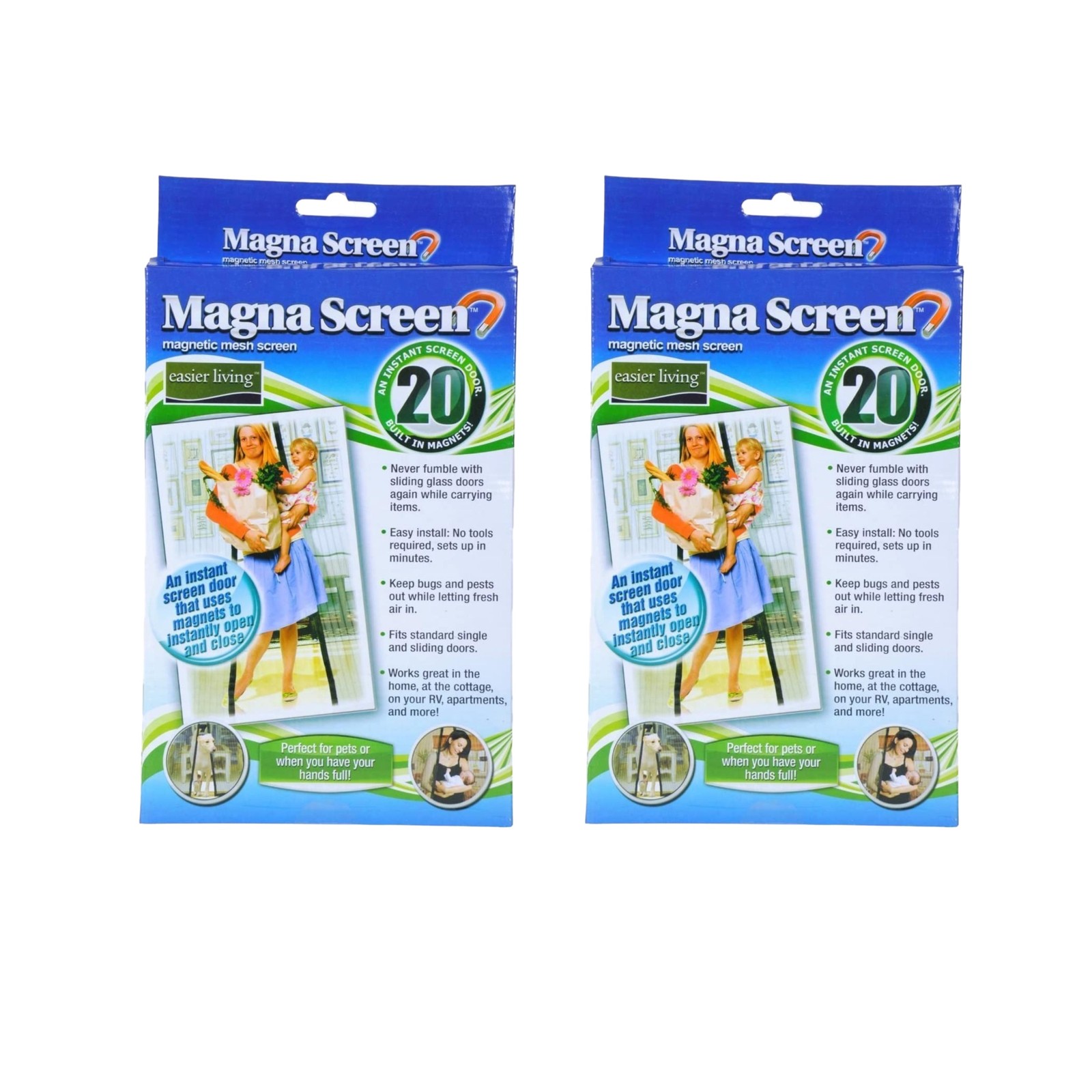 Magna Mesh Screen- Magnetic Closing Mesh Door - 2 Pack