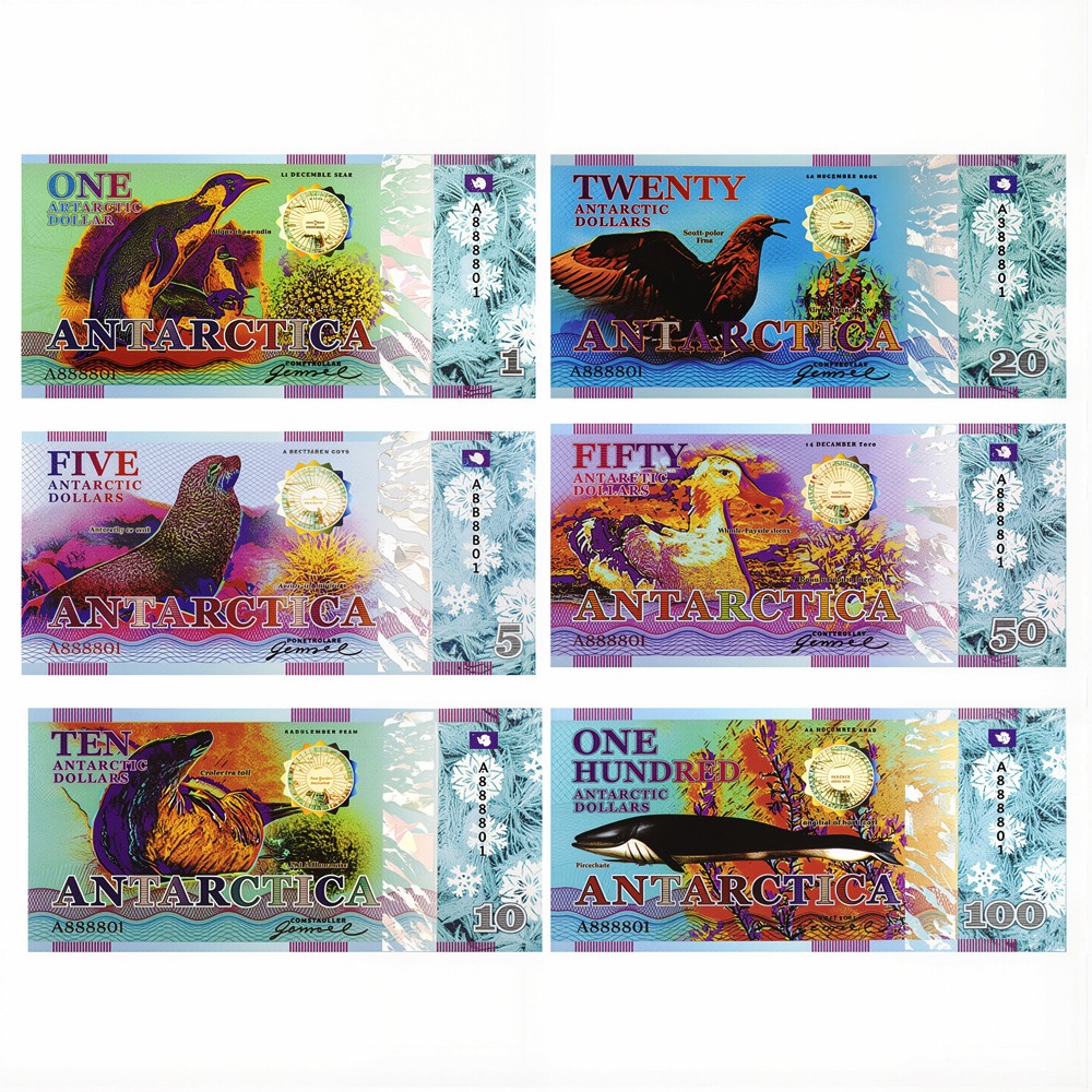 Antarctica Banknotes Lot 1 5 10 20 50 100 Dollars Uncirculated Arctic Animals
