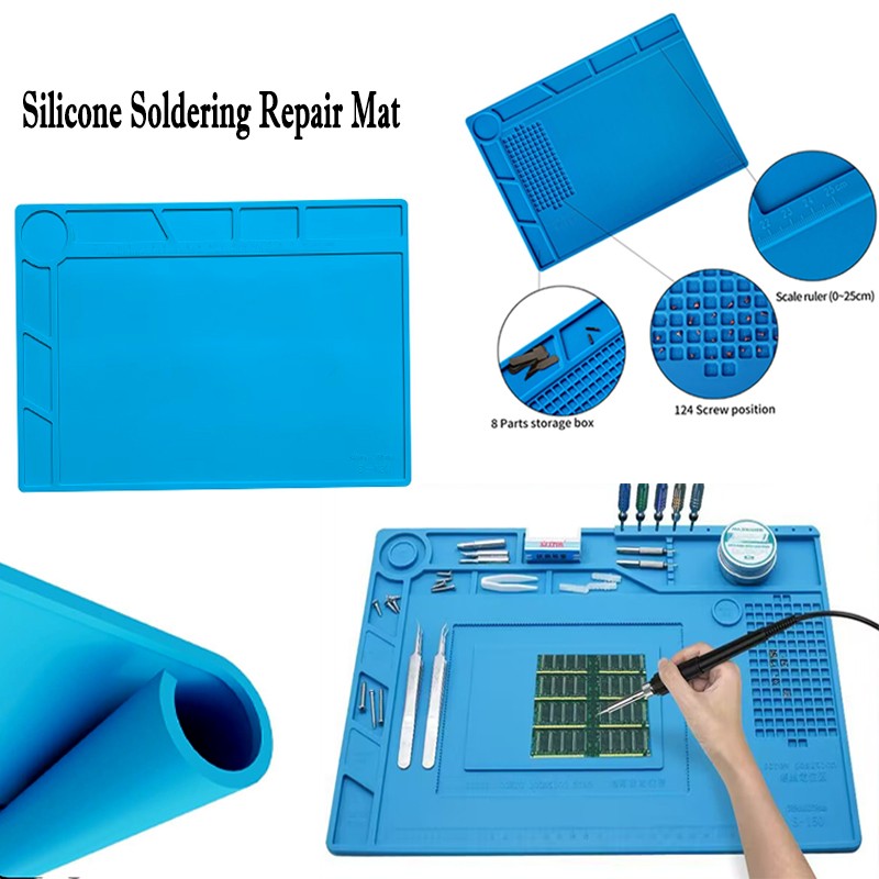Heat-Resistant Silicone Soldering Mat 932°F Anti-Static for Phone/Laptop Repair