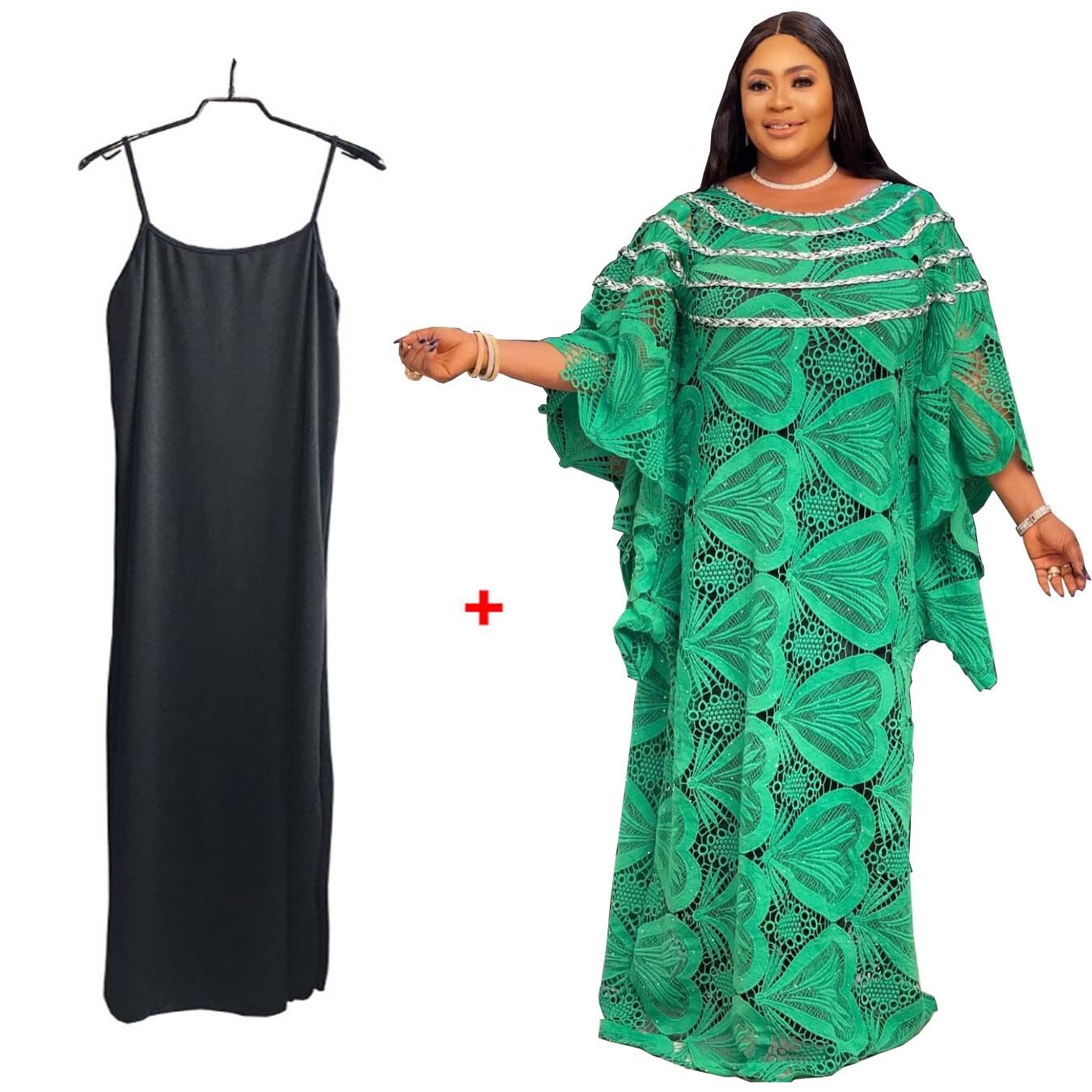 Moroccan Kaftan African Women's Plus Size Lace Robe Fashion Dresses Dashiki Maxi