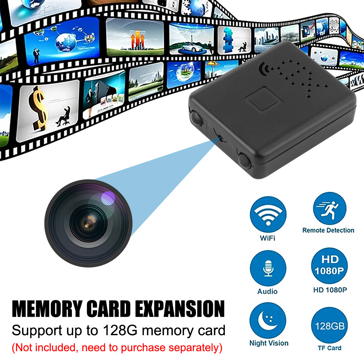 Wireless Camera Wifi IP Home Security 1080P HD Night Vision Small Camera Motion