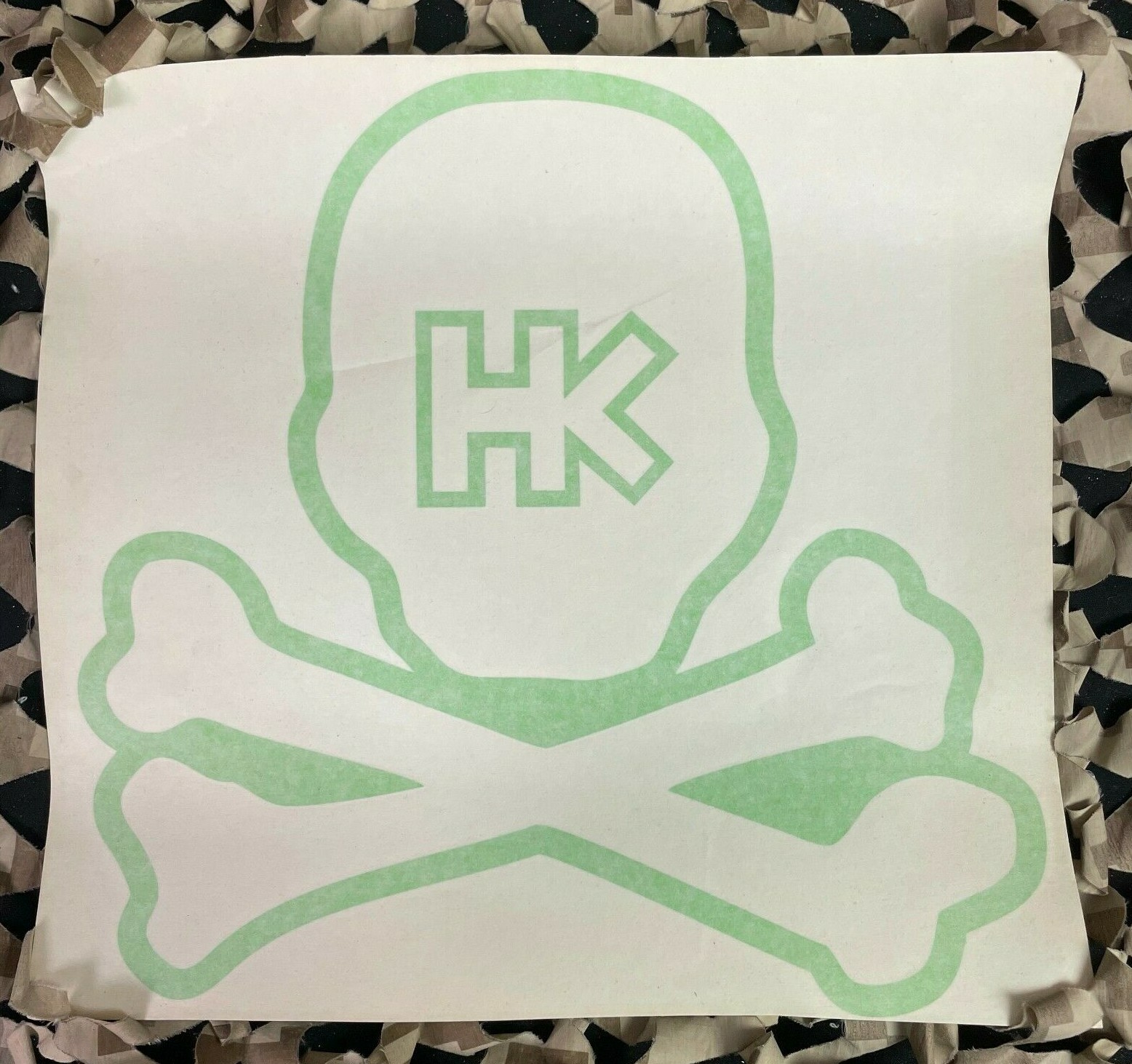 NEW HK Army Giant 15 Inch Skull Car Sticker - Green
