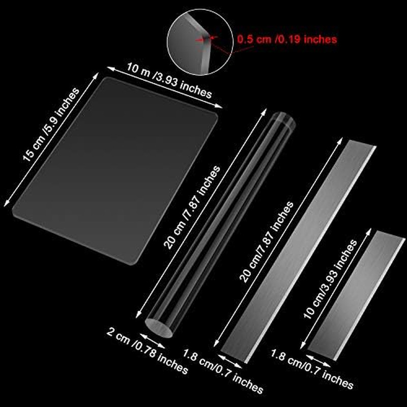 4 Pieces Polymer Clay Cutter Tools Acrylic Solid Clay Roller Pin Clear Sheet ...