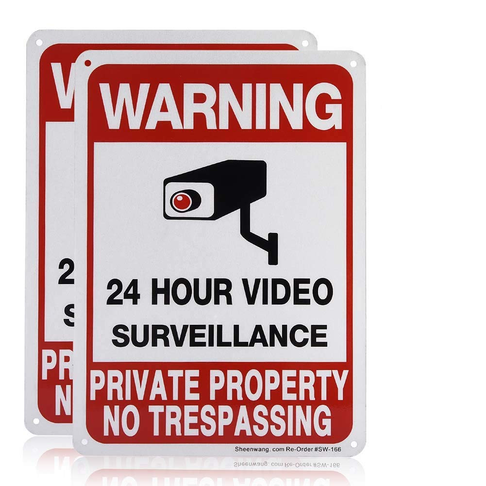 2-Pack Private  No Trespassing Sign, Video Surveillance Signs Outdoor, UV Printe