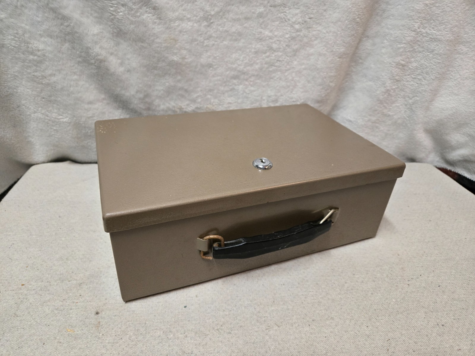 Rockaway Metal Lock Box Vintage Fire Safe Tan Box
