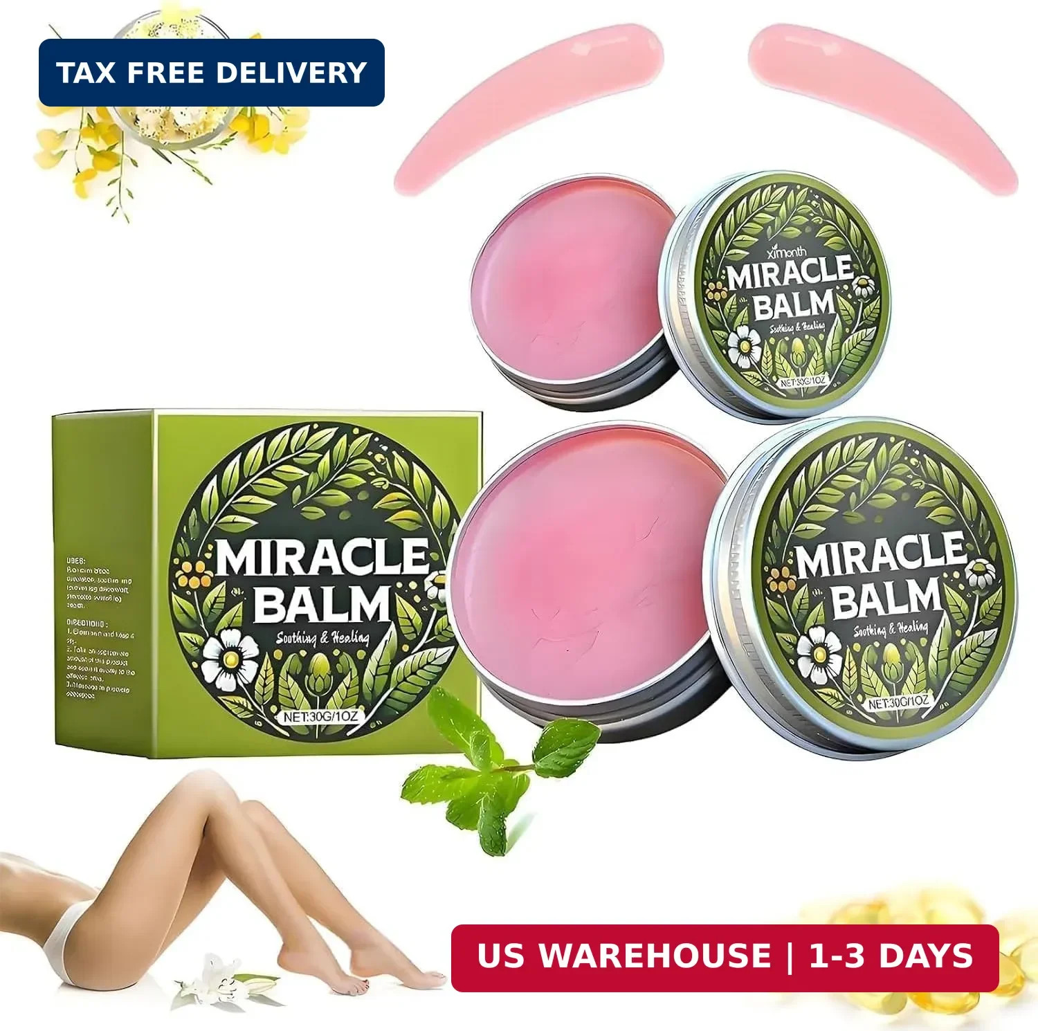 Miracle Balm for Swollen Legs, Veins Soothing, Relaxing & Comfortable, Botanical