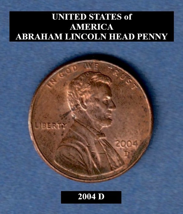 2004 D (Denver) Lincoln Head, Memorial 1¢ Penny "Circulated" Actual Coin Shown