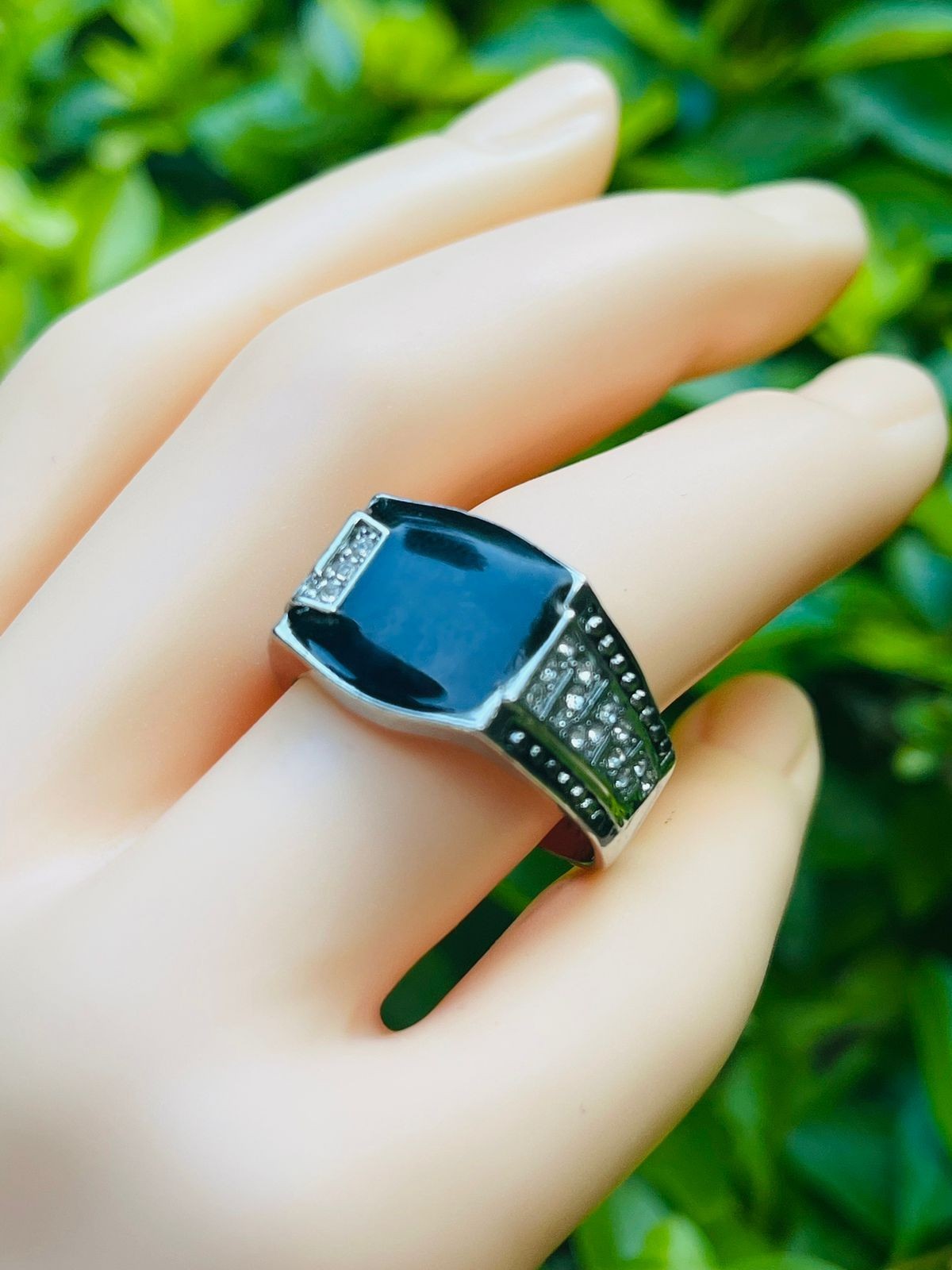 Classic black stone ring/yu47
