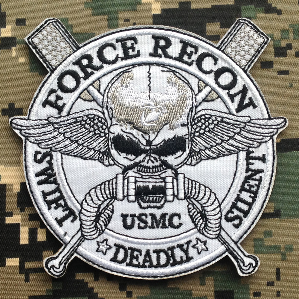 US MARINES FORCE RECON SWIFT DEADLY NAVY TACTICAL HOOK PATCH BADGE