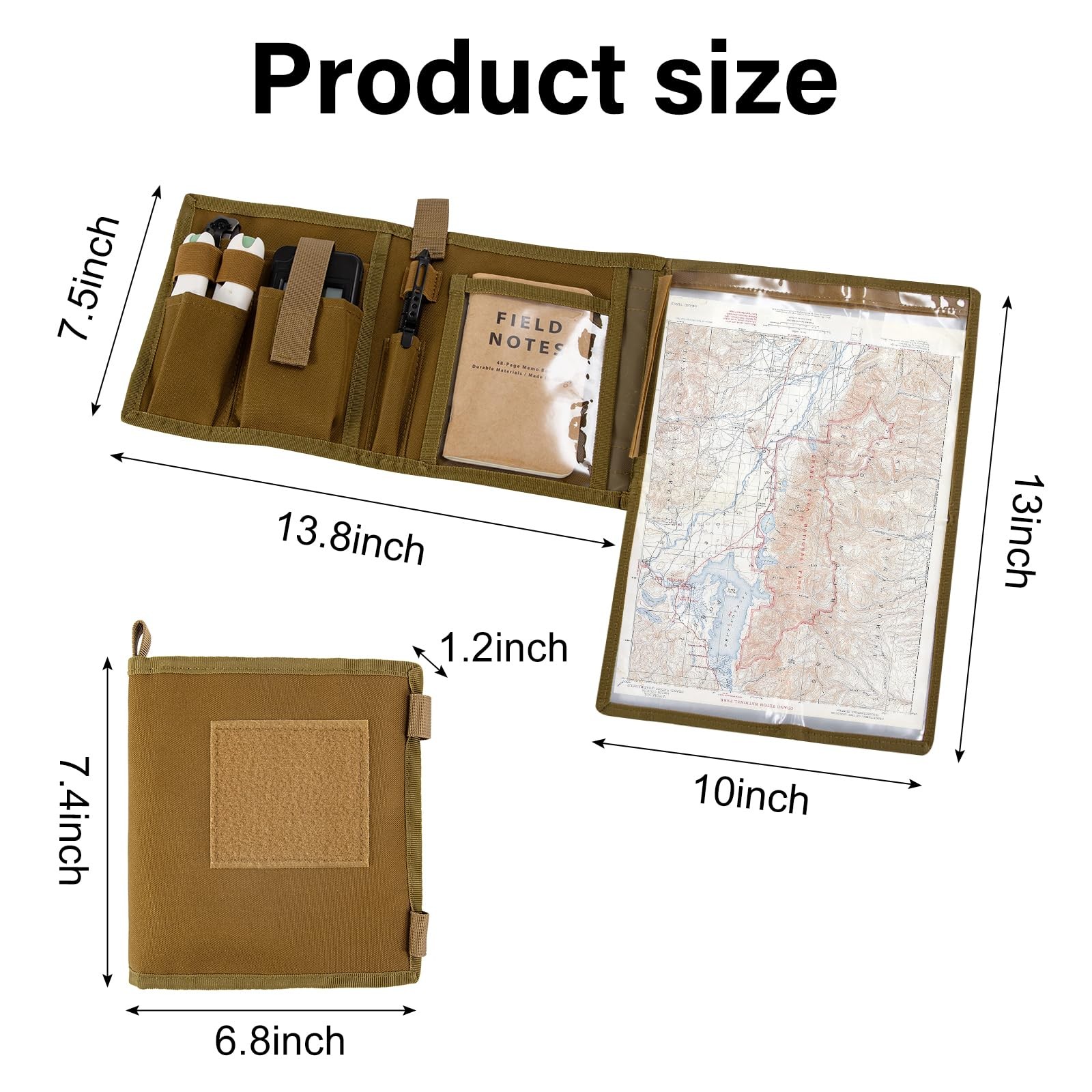 Map Case with Waterproof, Multifunctional Tactical Pouch with 13 x 10 Inch Cl...