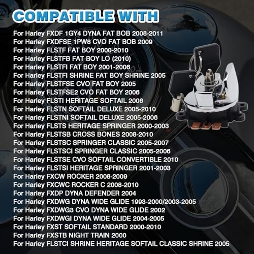 Ignition Switch Lock with 2*Keys Compatible with Harley-Davidson Road King