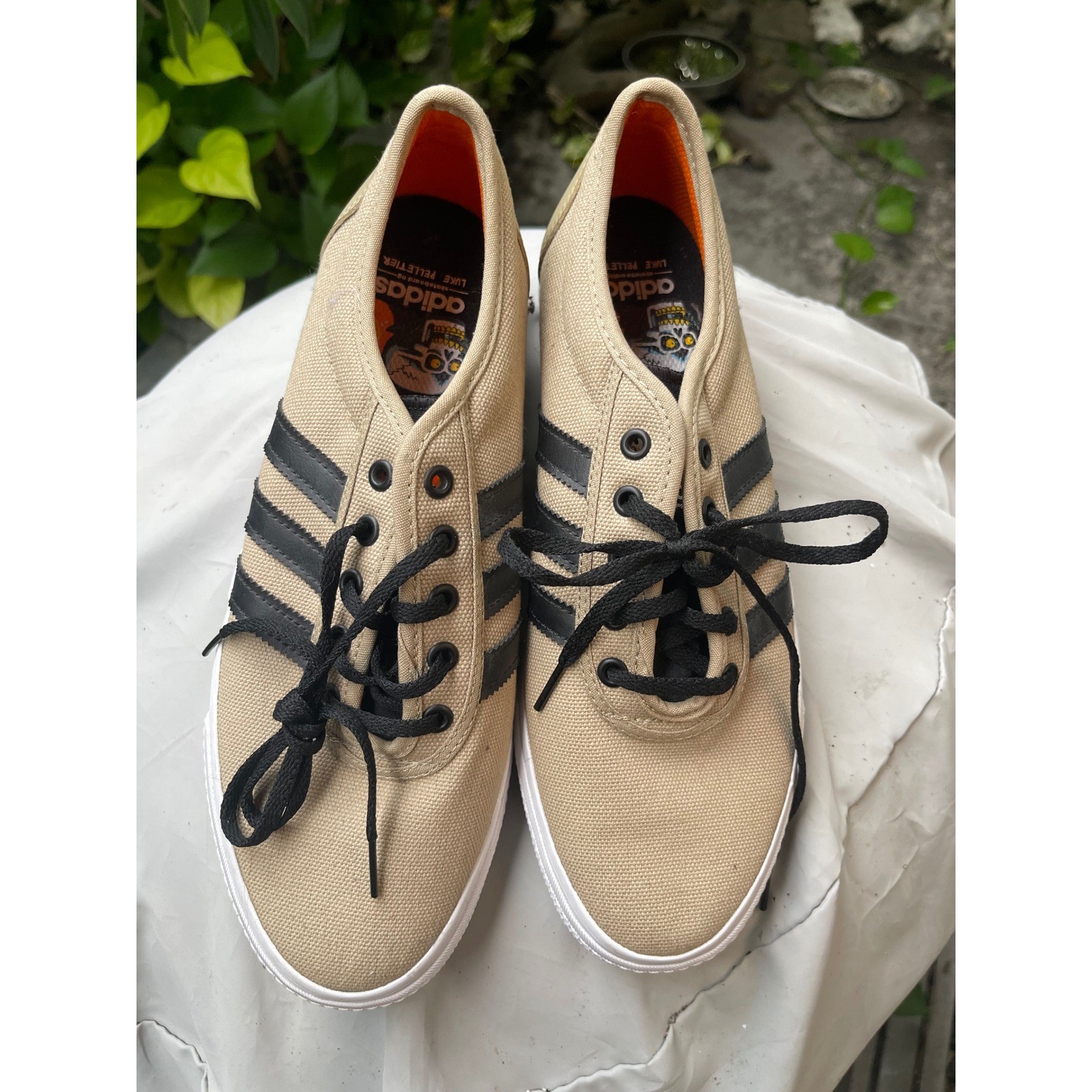 Adidas Skateboarding x Luke Pelletier Shoes Beige Black Stripes Sneakers 10.5