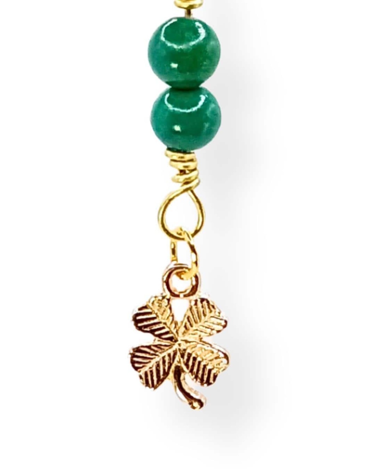 Lucky Clover Notebook Charm | Chrysocolla, Gold-Tone | Stitch Marker