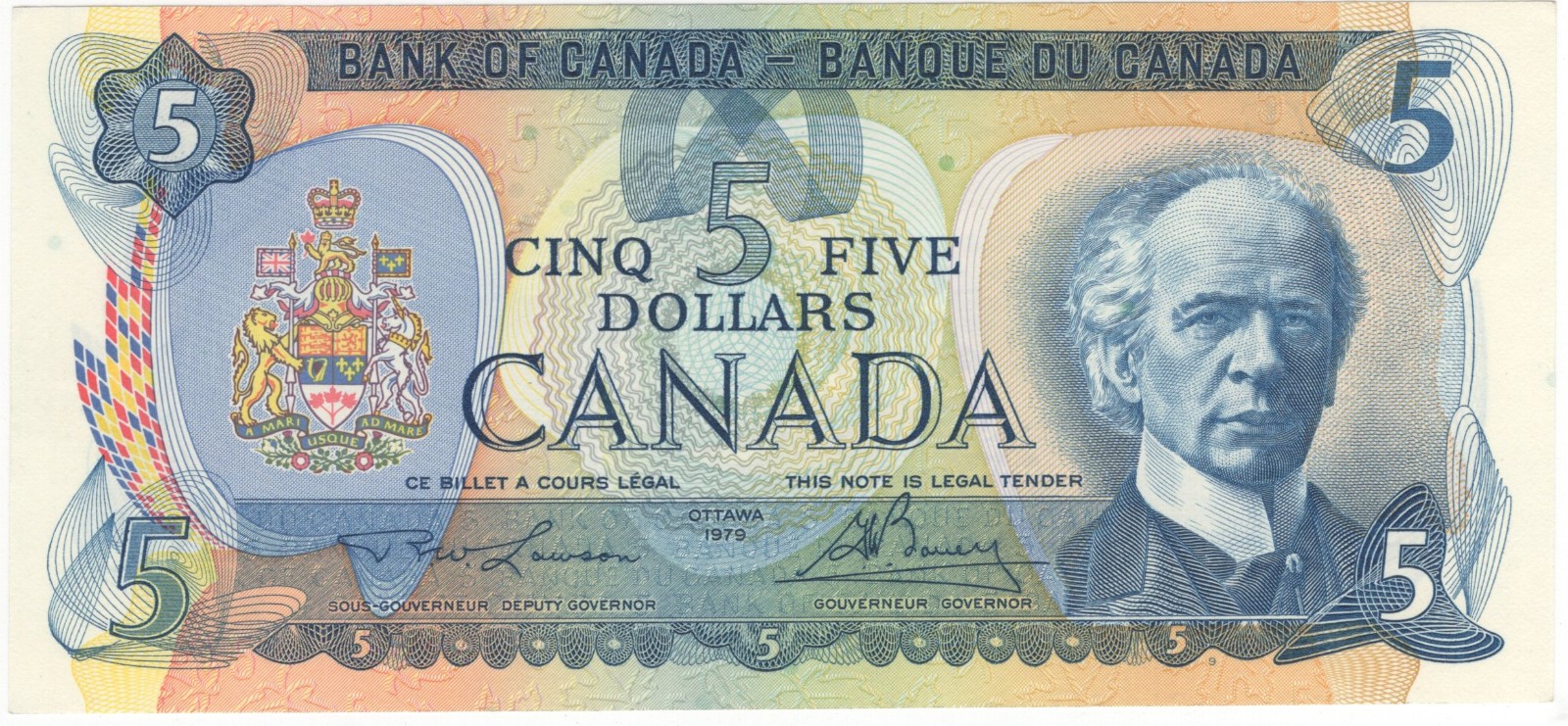 Bank of Canada 1979 $5 Five Dollars Lawson - Bouey Sir Wilfrid Laurieer UNC