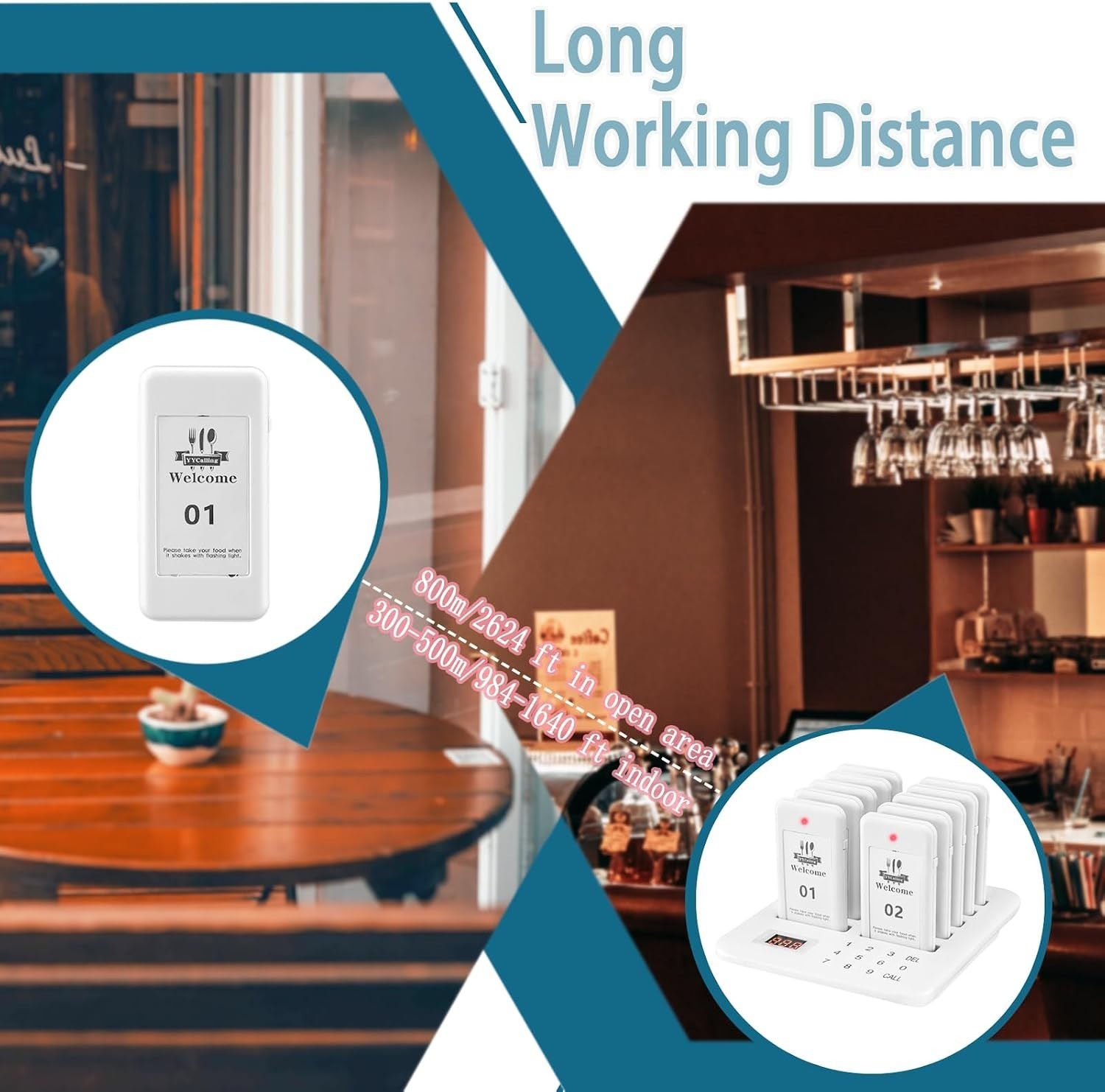 Versatile 10-Channel Restaurant Buzzers - Vibration, Flashing & Buzzer Modes