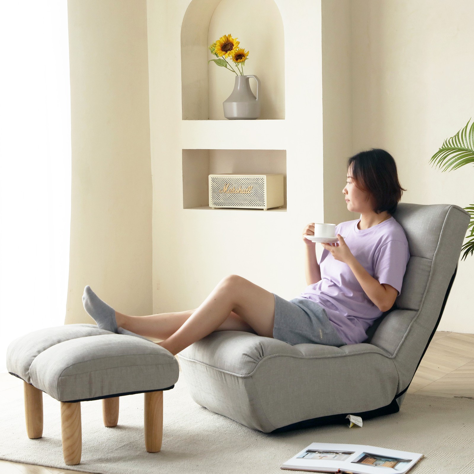 Lazy sofa balcony leisure chair bedroom sofa chair foldable reclining chair lei