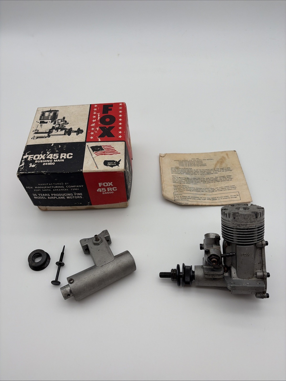 Vintage Fox 45 RC Motor With Box With Muffler M14