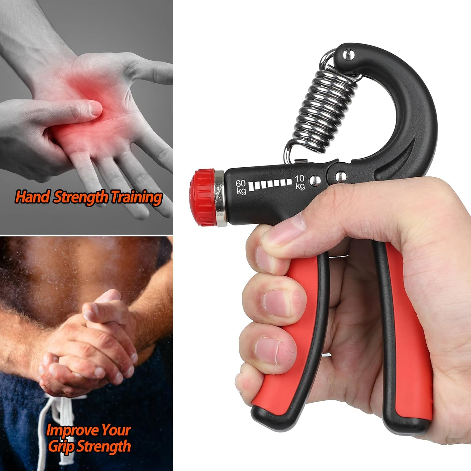 Hand Grip Strengthener Adjustable 22-132Lb Forearm Wrist Finger Trainer Exercise