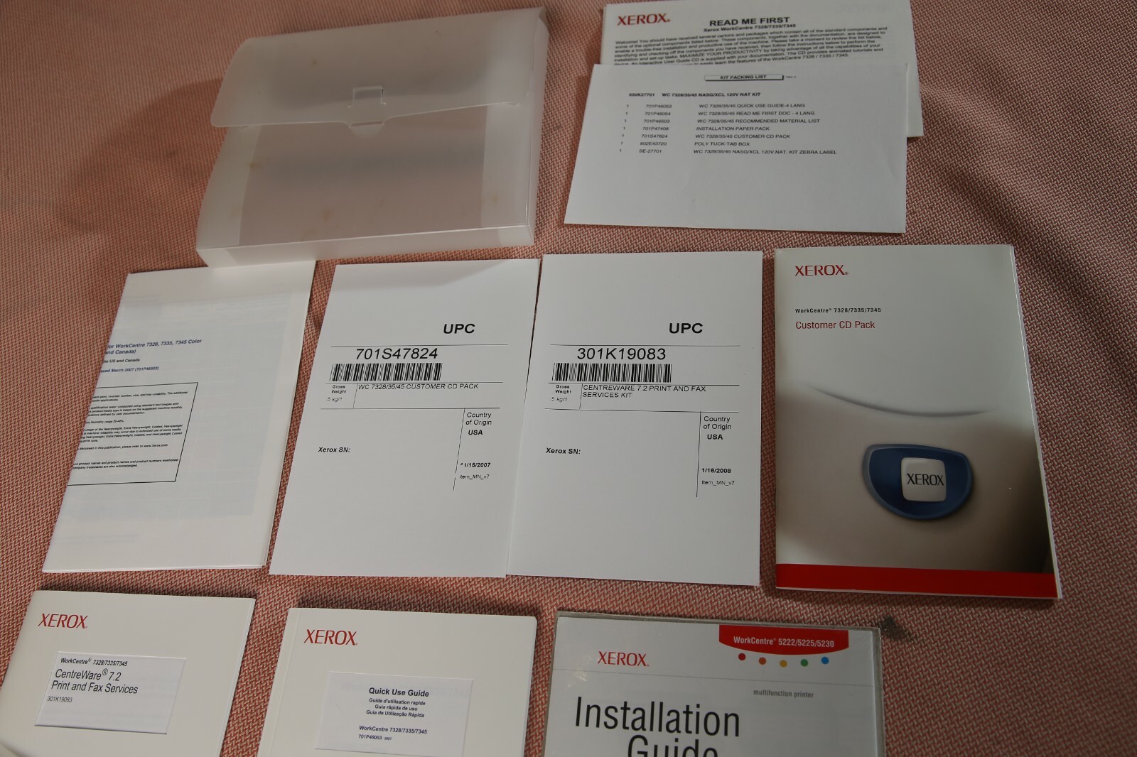 XEROX Installation Guide Xerox Centreware 7.2 CD's