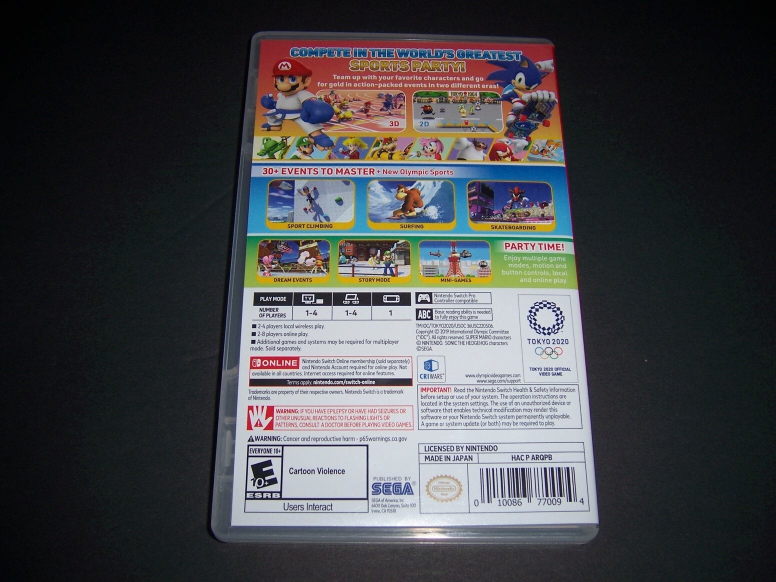Authentic Box Case ONLY Replacement Switch Mario & Sonic at the Olympic Games