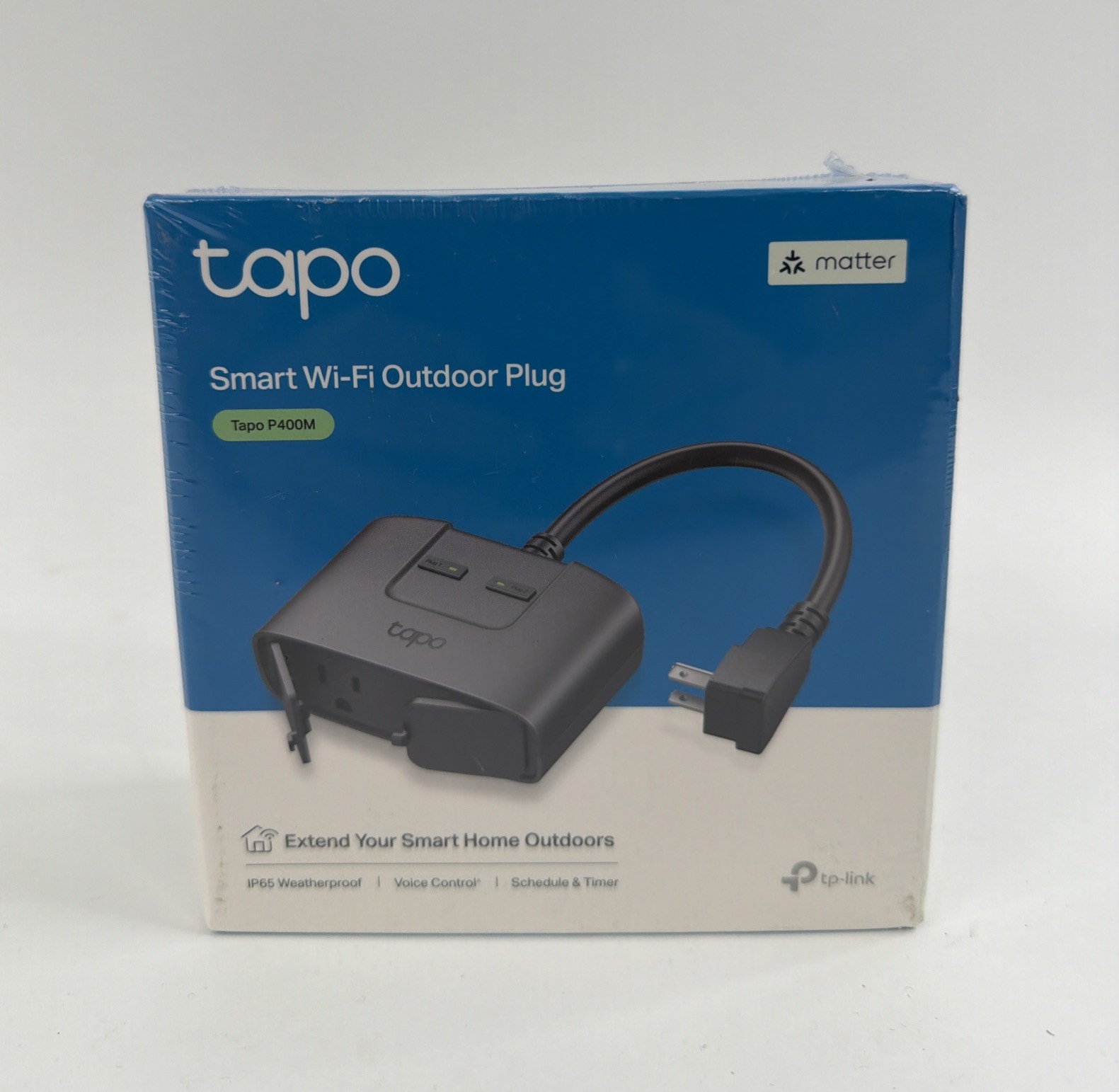 TP-Link Tapo Smart Wi-Fi Weatherproof Dual Outlet Outdoor Plug, Matter Certified