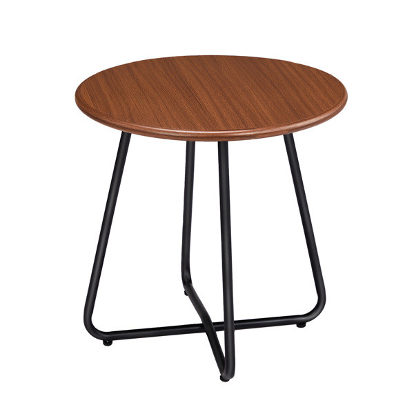 Outdoor Side Table with Imitation Wood Tabletop For Patio Yard Balcony Garden