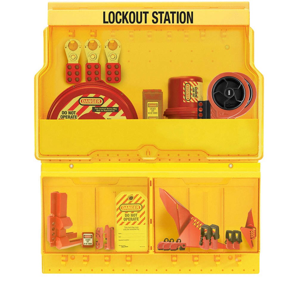 MASTER LOCK  Deluxe Lockout Station,Plastic,Yellow 780TF4