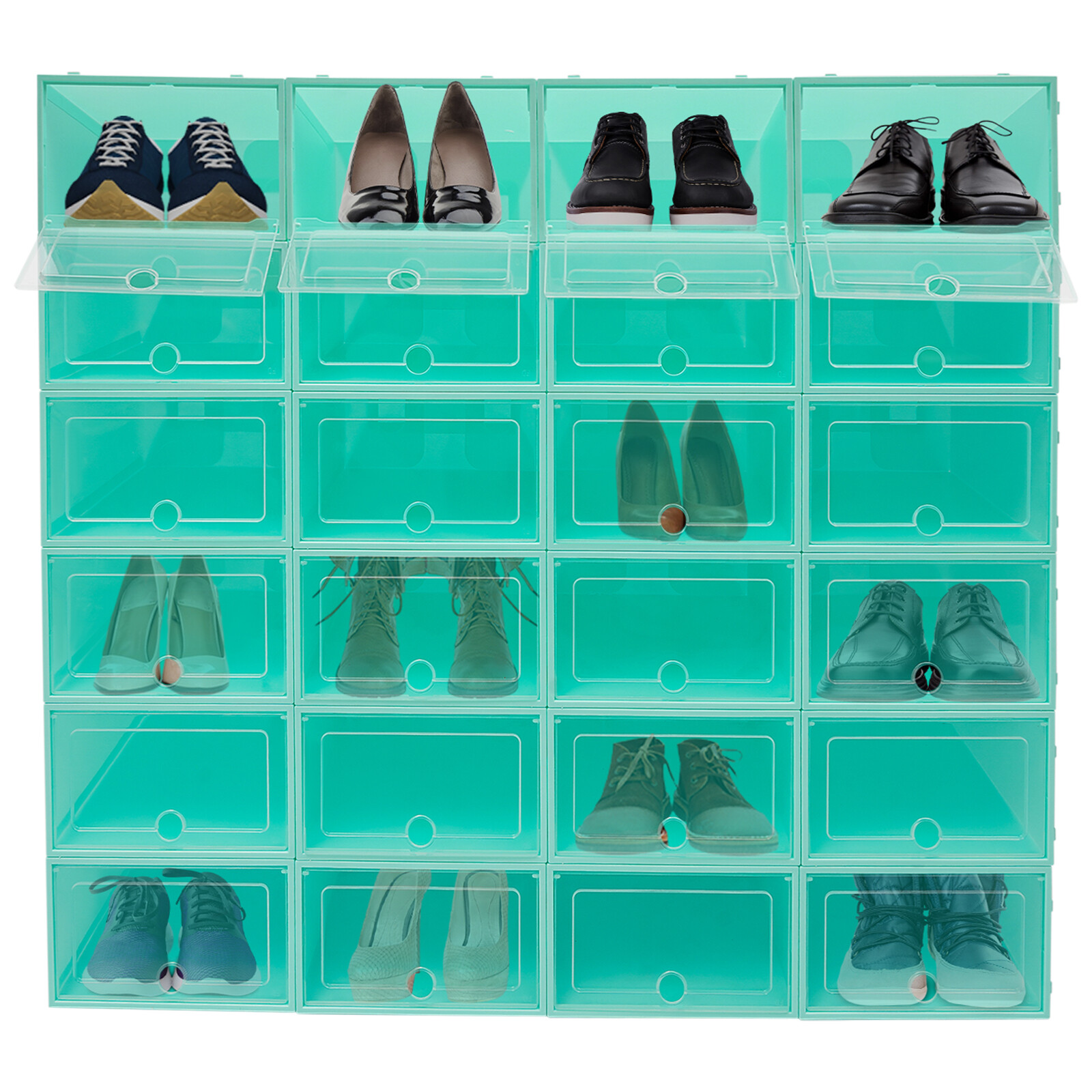 24 Pack Green Stackable Shoe Boxes Shoe Storage Box Shoe Storage Organizer