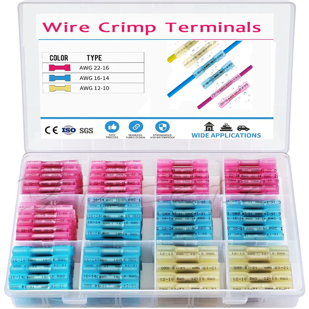 200/100 Heat Shrink Butt Splices Wire Connectors Electrical Terminals Crimp Seal