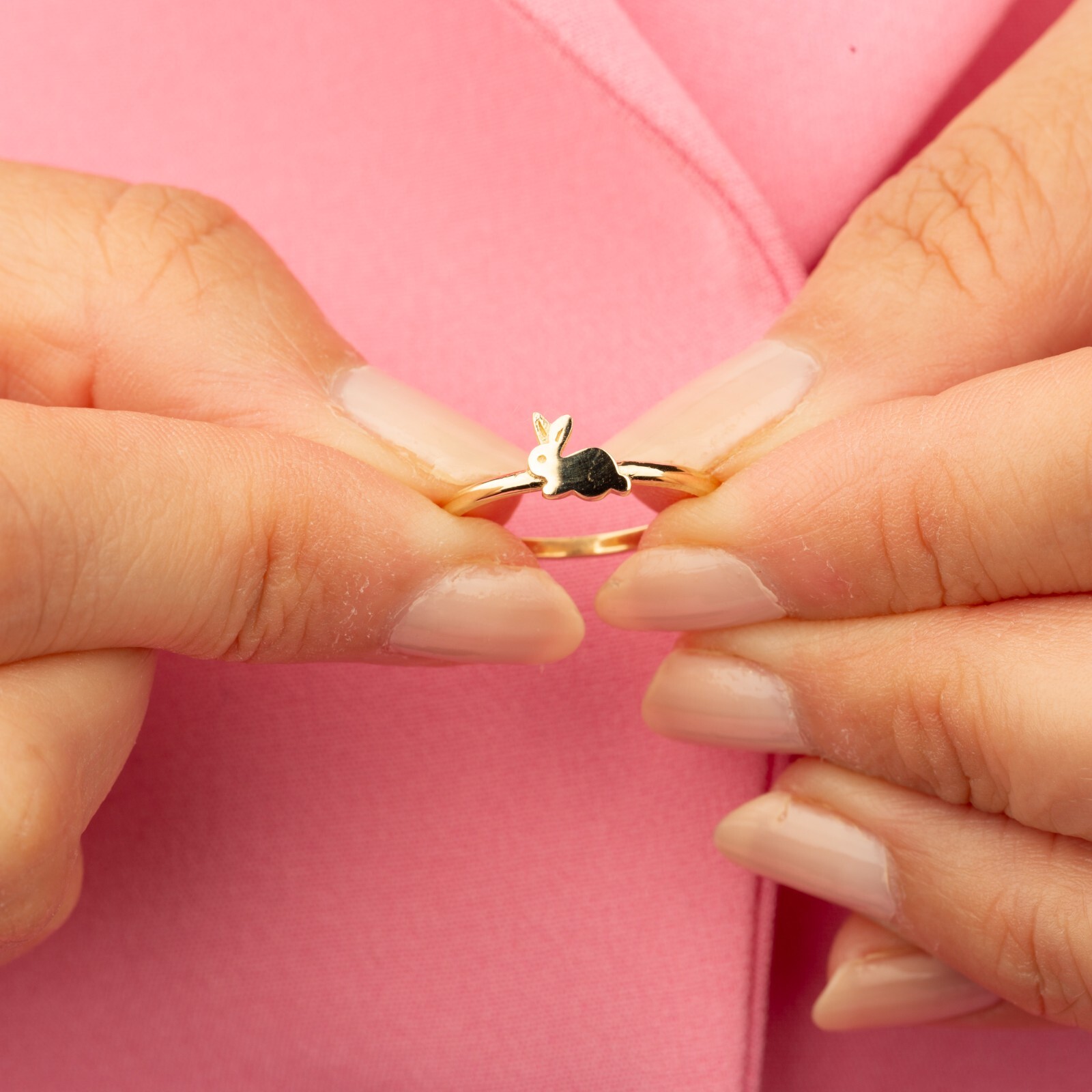 14K Solid Gold Rabbit Ring